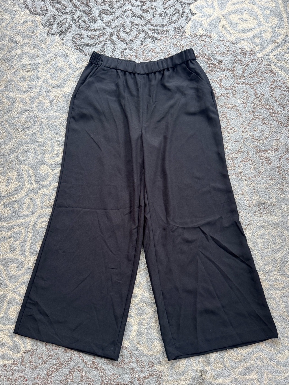 ELIZABETH AND JAMES Wide Leg Elastic Waist Pants Black Large